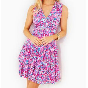 Lilly Pulitzer Faye V-Neck Ruffle Dress Aura Pink Baby Bloomer